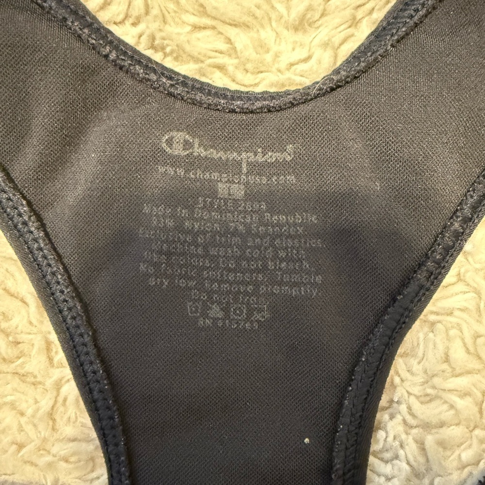 2/$15 Champion Black Racerback Sports Bra Large - Picture 3 of 4